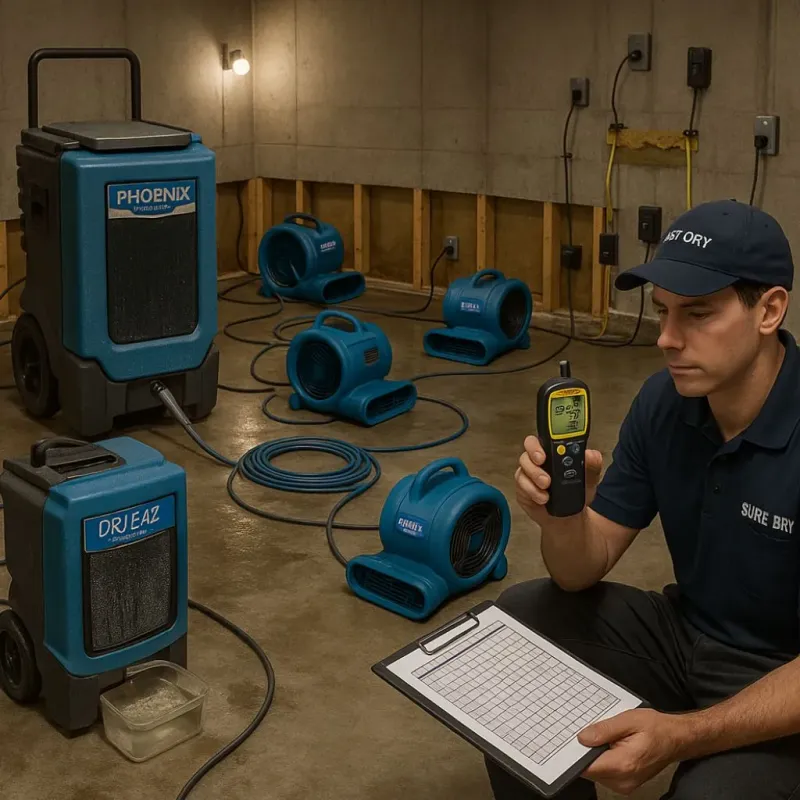 Structural Drying and Dehumidification process in Wintersville, OH